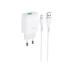 Зарядний пристрій HOCO C72Q Glorious USB QC3.0 + кабель USB–Micro-USB 5P 18 Вт білий (6931474732538) - мініатюра 2