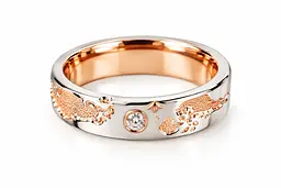 Жіноча обручка Jewellery Continent "Карта світу" з червоного та білого золота з діамантом 16.5 (К-0861)