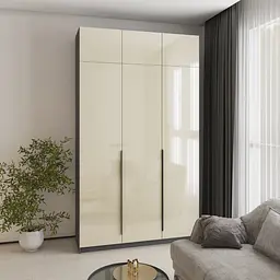 Шафа 3-дверна з антресоллю MebelStar Оскар Gloss BL-B, 4 додаткові полиці 150x52x260 см Антрацит/Альмонд (MBS-5494)