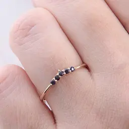 Каблучка з жовтого золота з сапфірами 18 K-0237 - мініатюра 3