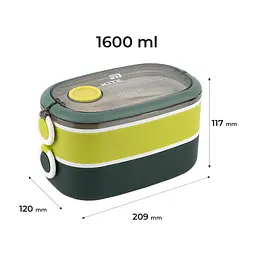 Ланч-бокс Kite подвійний з наповненням 1600 мл, зелений (K25-1181-3) - мініатюра 2