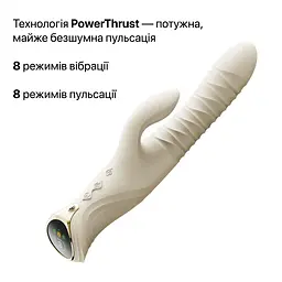Смарт пульсатор-кролик з вібрацією Zalo Mose 2 Ivory White, підігрів до 42 °C, кристал Swarovski - мініатюра 6