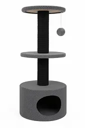 Кігтеточка для котів PolyPet будиночок круглий двоповерховий сірий 40x106 см КРД/0158-20