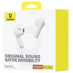 Бездротові навушники Baseus Bowie E13 True Wireless Earphones, BT5.3, 40mAh, 400mAh, 6h, White A00059701217-Z1 - мініатюра 6