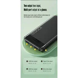 Павербанк чорний зовнішній акумулятор Power bank AWEI P37K 10000 Mah - мініатюра 5