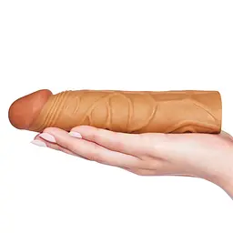 Насадка на пеніс Lovetoy Pleasure X-Tender 17 см коричневий - мініатюра 3