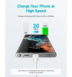 Кабель Anker 322 USB-A - USB-C, 1.8м, Білий (A81H6H21) - мініатюра 2