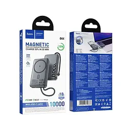 Батарея універсальна HOCO 10000 mAh Origen Dual PD/20W Magnetic with cable Type-C Metal Gray (Q44 / 714983) - мініатюра 8