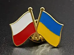 Подвійний значок-пін «Україна – Польща» 25 × 19 мм (00005) - мініатюра 2