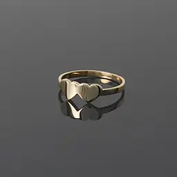 Каблучка з жовтого золота з сердечками 18 K-0106