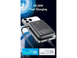 Зовнішній акумулятор (Power Bank) Vention Magnetic Wireless 10000mAh 20W Black (FHNB0) - мініатюра 6