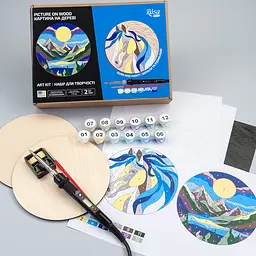Набір для випалювання картини на дереві Rosa Start „Horse and Mountains“ з фарбами в коробці - мініатюра 4