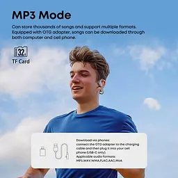 Навушники Langsdom кісткові спортивні для бігу BE-18 Max з вбудованою памʼятю 32 ГБ Чорний - мініатюра 5