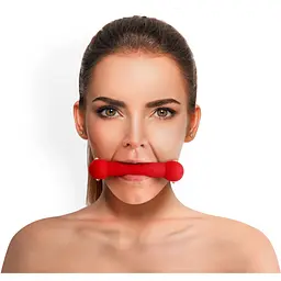 Кляп Art of Sex - Gag Stick Silicon Палиця, силікон та натуральна шкіра, Червоний - мініатюра 2