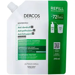 Шампунь Vichy Dercos посиленої дії проти лупи для нормального, жирного волосся та подразненої шкіри голови 390 мл