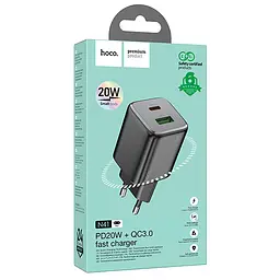 МЗП Hoco N41 Almighty PD20W+QC3.0 (1USB-A/1C) Black - мініатюра 5