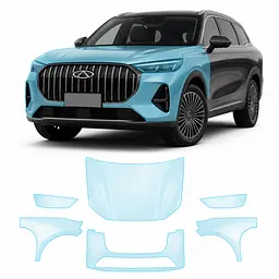 Антигравійна захисна бронеплівка за лекалами для Chery Tiggo 9 (PHEV) I 2023- передня частина авто (капот бампер крила))