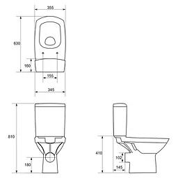 Унітаз-компакт 559 Cersanit Carina New CleanOn 011 3/6 з сидінням duraplast Soft Close K31-050 - мініатюра 3