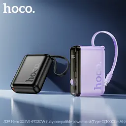 Портативна батарея Powerbank Hoco J139 Hero 22.5W+PD20W Cable Type-C 10000mAh Purple - мініатюра 4
