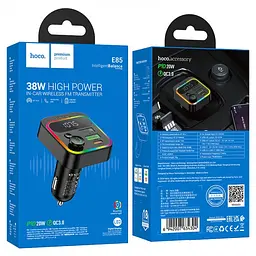 Автомобільний FM-трансмітер модулятор Bluetooth MP3 HOCO E85 Tiger 20 W, PD/QC, USB-C/2xUSB-A - мініатюра 7