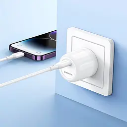 Адаптер мережевий Borofone Lustrous single port charger BA92A |1Type-C, 3A/20W, PD/QC| - мініатюра 2