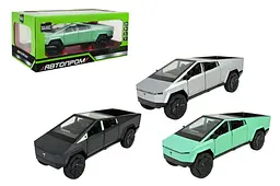 Іграшкова машинка пікап Tesla Cybertruck 1:24 Автопром світлозвукові ефекти металева AP7725, коробка р.к. 28x16x12, 8см