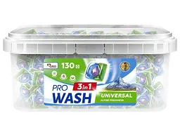 Капсули для прання PRO WASH 130шт Альпійська свіжість (контейнер з ручкою)