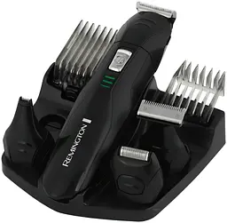 Remington Набір для стрижки для бороди Edge all in one kit, вусів, голови, носа і тіла, акум., насадок-10, титан.напил., чорний