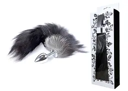 Анальна пробка Fox Tail Black 2XL сріблястого кольору