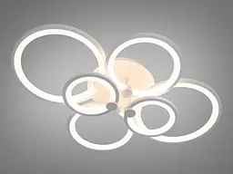 Стельова LED-люстра Diasha 8022/6WH 110W, 6 кілець, 3 кольори світла, Ø58×80 см, диммер, пульт - мініатюра 4