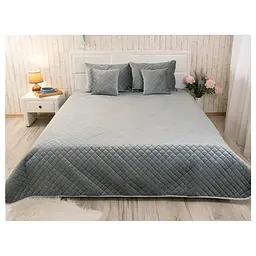 Покривало Руно двостороннє декоративне Velour Dark Grey ромб 150х220 см (360.55_Dark Grey ромб)