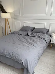 Постільна білизна полуторна Dushka Home Варена бавовна преміум 21688 160х215 см графітова