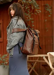 Жіночий рюкзак Sambag RollTop Milton шоколадний 41 х 30 х 16 см (24211020) - мініатюра 6