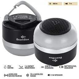 Кемпінговий ліхтар Mactronic BeamBox 160 Lm з Bluetooth-колонкою, USB-C, чорний - мініатюра 4