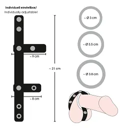 Набір ерекційних кілець Bad Kitty Leather Strap (чорний) - мініатюра 6