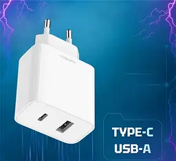 Мережевий зарядний пристрій CUKTECH A19 EU 30W Charger USB-A+USB-C White [103231] - мініатюра 3