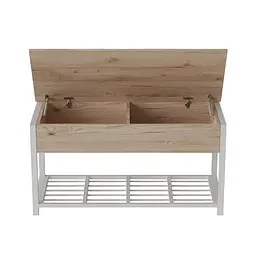 Банкетка з ящиком Ferrum-decor Дрейк 2 550x1200x400 метал Білий ДСП Дуб Сан-Марино 16 мм (FRD-103074)
