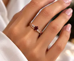 Жіноча каблучка Jewellery Continent з червоного золота з гранатом 15 (К-0860) - мініатюра 3