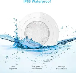 RGB LED світильник Kingwen 38 Вт для басейну IP68 з пультом - мініатюра 5