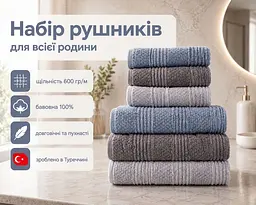 Набір турецьких махрових рушників Cestepe MicroCotton Premium 3 штуки 50x90 + 3 штуки 70х140 Nesha щільність 600 г/м2 - мініатюра 2