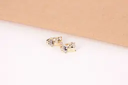 Дитячі сережки з жовтого і білого золота Hello Kitty S-0059