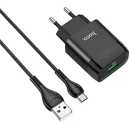 МЗП Hoco C72Q Glorious QC3.0 18W (1USB-A) + кабель USB to MicroUSB Білий