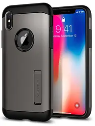 Чохол протиударний із підставкою Spigen Slim Armor 065CS24541 для iPhone XS Max (6.5") Gun Metal - мініатюра 10