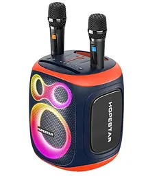 Портативна акумуляторна бездротова колонка Bluetooth 2 мікрофона караоке акустична система 120Вт з LED світломузикою Hopestar Party 130 чорний