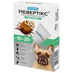 Краплі для тварин Superium Nevertix Протикліщові для собак від 10 до 20 кг (9138)