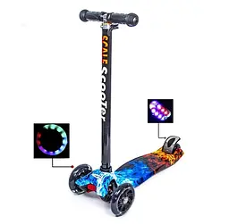 Триколісний самокат Scale Scooter Maxi до 60 кг зі світящимися колесами (Вогонь та лід) - мініатюра 2