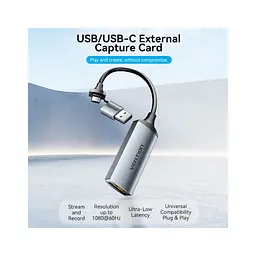 Перехідник USB-C + USB-A to HDMI M 0.1m video capture gray Vention (ACWHA) - мініатюра 5