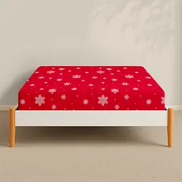 Простирадло на резинці фланель 160х200х30 SNOWFLAKES CRANBERRY COSAS (4822052475850) - мініатюра 2