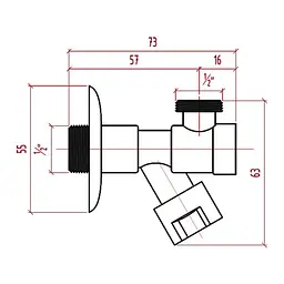 Кран приладовий буксовий Icma 1/2" кутовий No518 - мініатюра 2