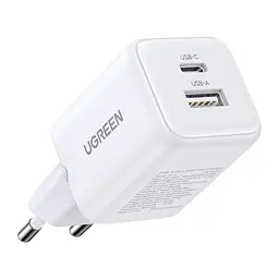 Мережевий зарядний пристрій UGREEN X514 20W 2-Port GaN Fast Charger EU Білий